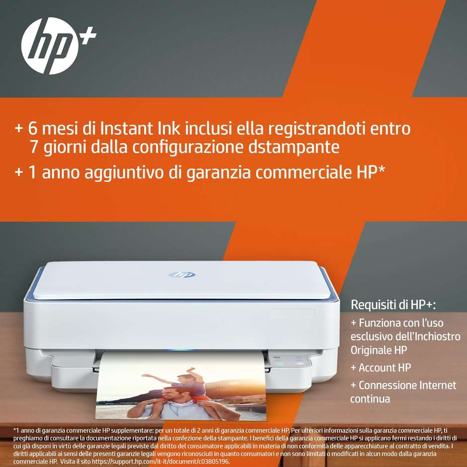 HP ENVY ENVY6010 Stampante Multifunzione 3in1 Wi-Fi  Bluetooth Formato A4 Colore Bianco