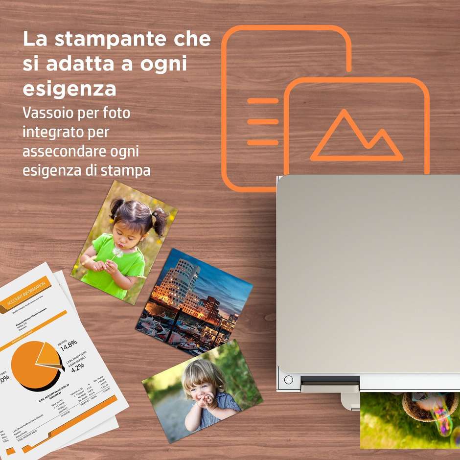 HP Envy Inspire 7224e (349V2B) Stampante Multifunzione Inkjet Fotografica 3-in-1 A4 Vassoio Fotografico Dedicato Fronte/Retro Automatico Touchscreen Wi-Fi Beige