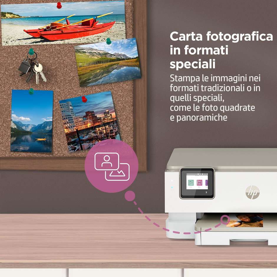 HP Envy Inspire 7224e (349V2B) Stampante Multifunzione Inkjet Fotografica 3-in-1 A4 Vassoio Fotografico Dedicato Fronte/Retro Automatico Touchscreen Wi-Fi Beige