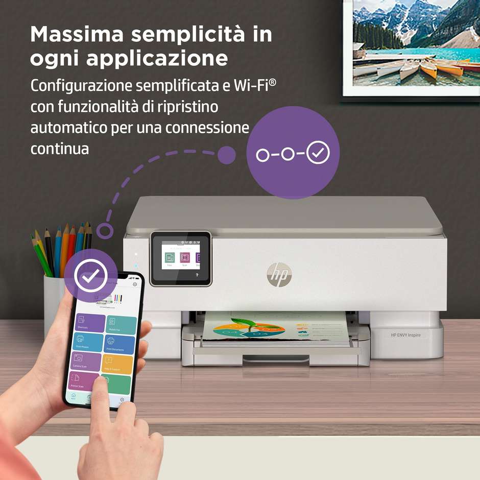 HP ENVY Inspire 7224e Multifunzione 3-in-1 Inkjet Fotografico A4 Fronte/Retro Automatico Wi-Fi Beige