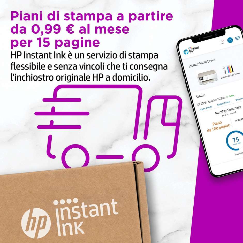 HP ENVY Inspire 7224e Multifunzione 3-in-1 Inkjet Fotografico A4 Fronte/Retro Automatico Wi-Fi Beige