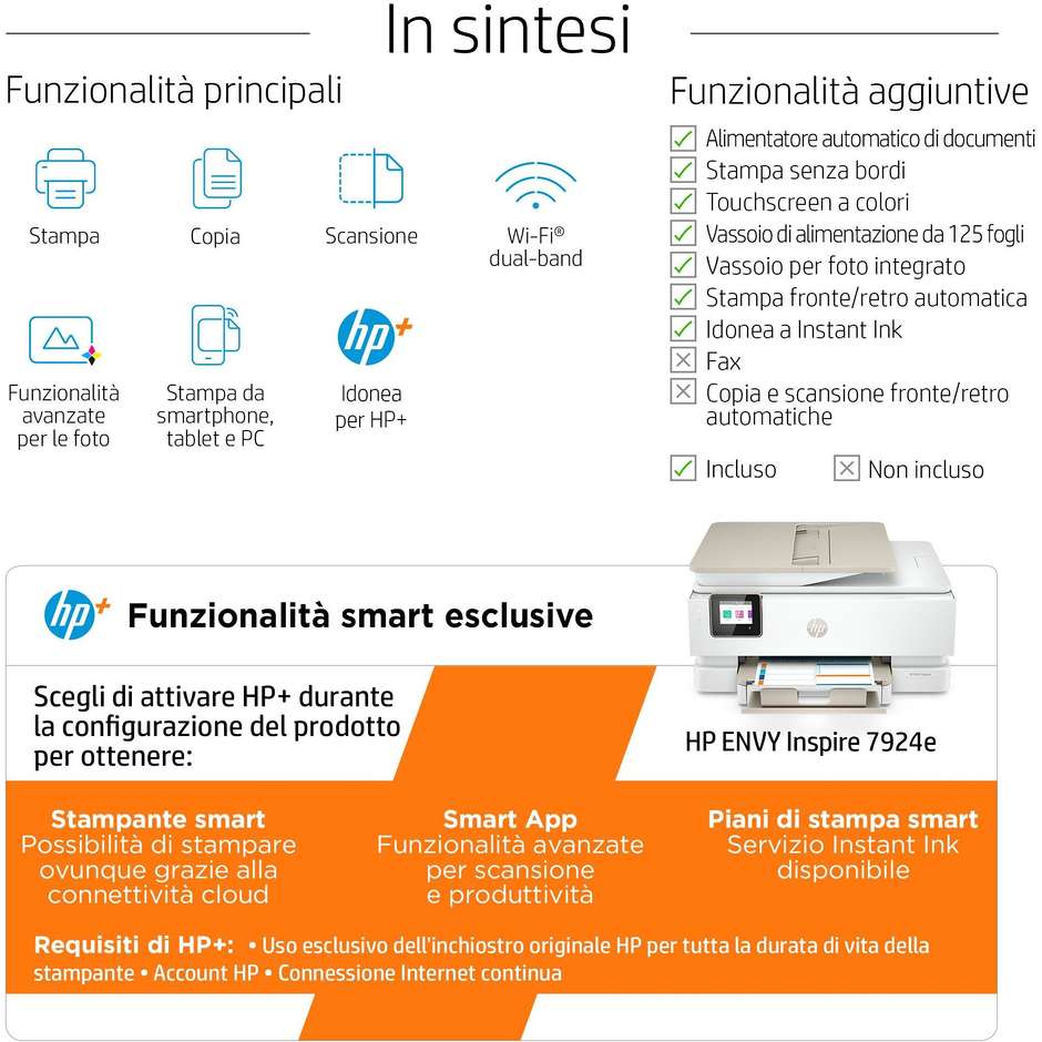 HP ENVY Inspire 7924e multifunzione inkjet a colori A4 Wi-Fi fronte-retro