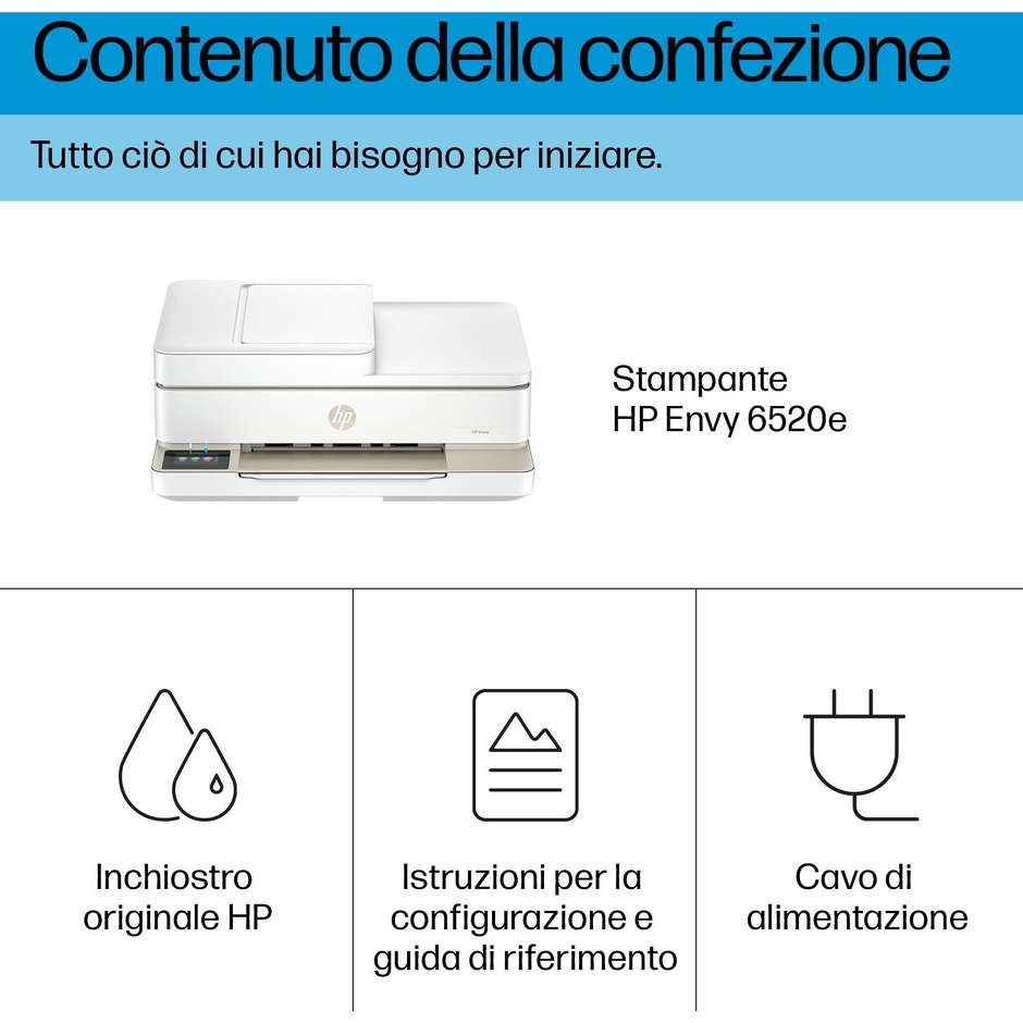 HP ENVY6520E Stampante multifunzione 3in1 A4 Wi-Fi Colore Bianco