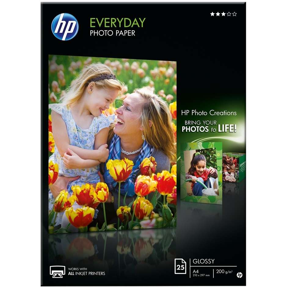 HP Everyday carta fotografica lucida A4, 25 fogli