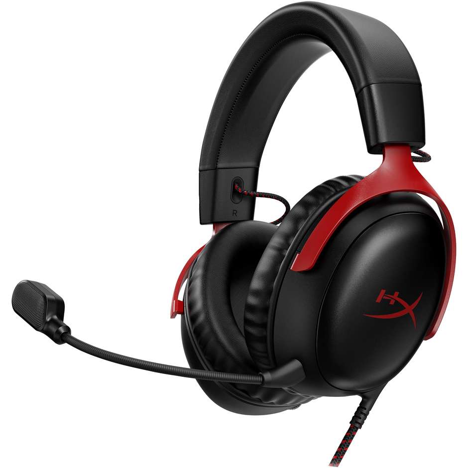 HP HyperX Cloud III (727A9AA) Cuffie Gaming Cablate Driver 53 mm DTS Spatial Audio Nero e Rosso