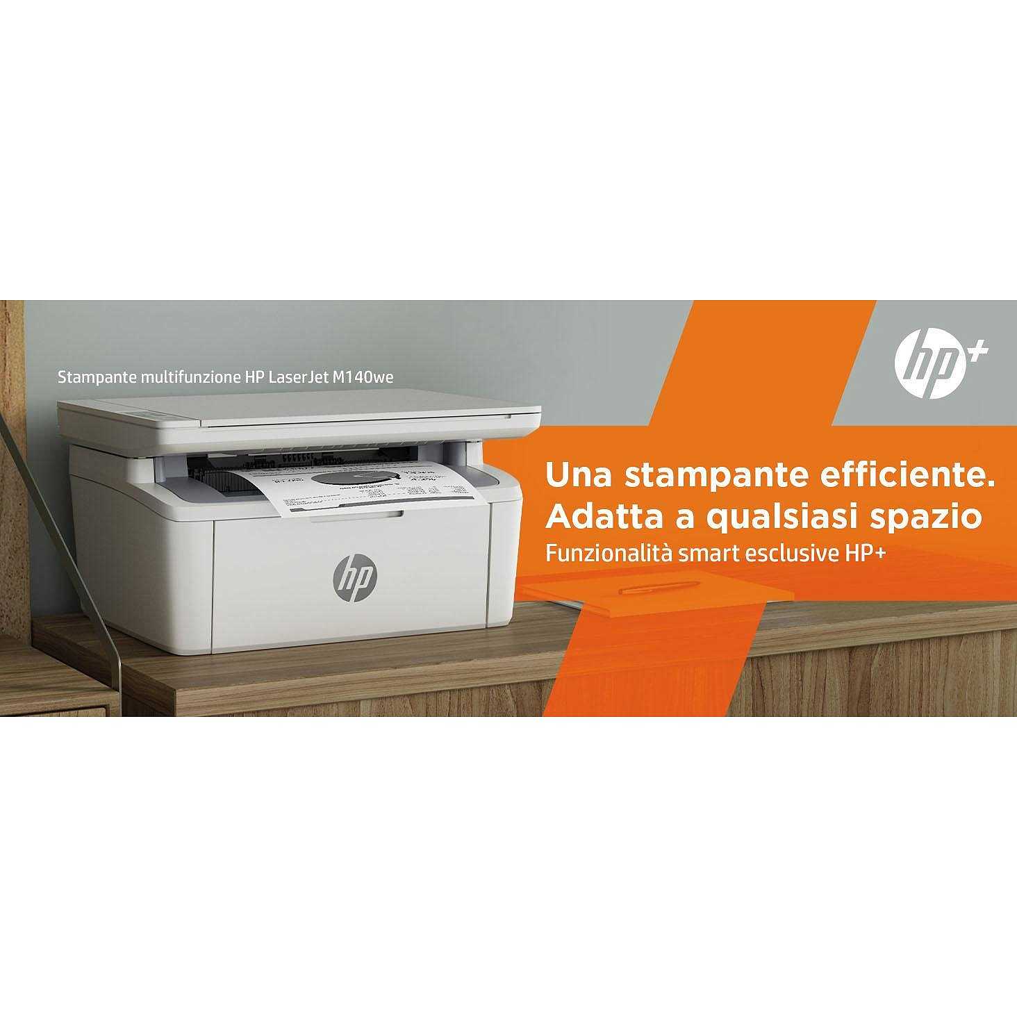 HP LaserJet M140WE Stampante Wireless B/N Wi-Fi Formato A4 colore bianco -  Stampanti e scanner multifunzioni Laser - ClickForShop