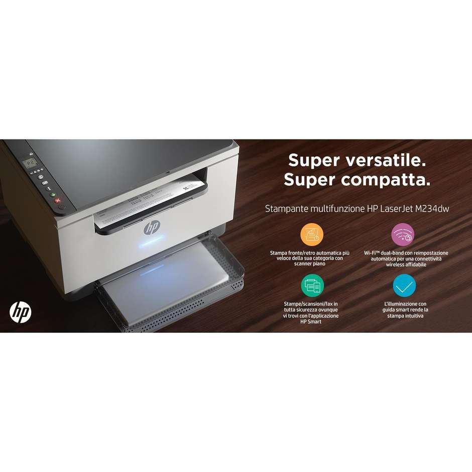 HP LaserJet M234DW Stampante multifunzione 3in1 A4 Wi-Fi Colore Grigio