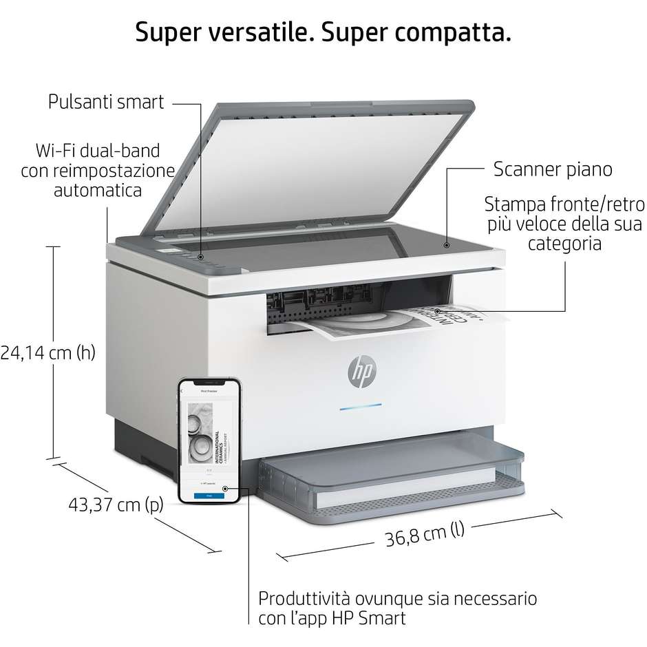 HP LaserJet M234DW Stampante multifunzione 3in1 A4 Wi-Fi Colore Grigio
