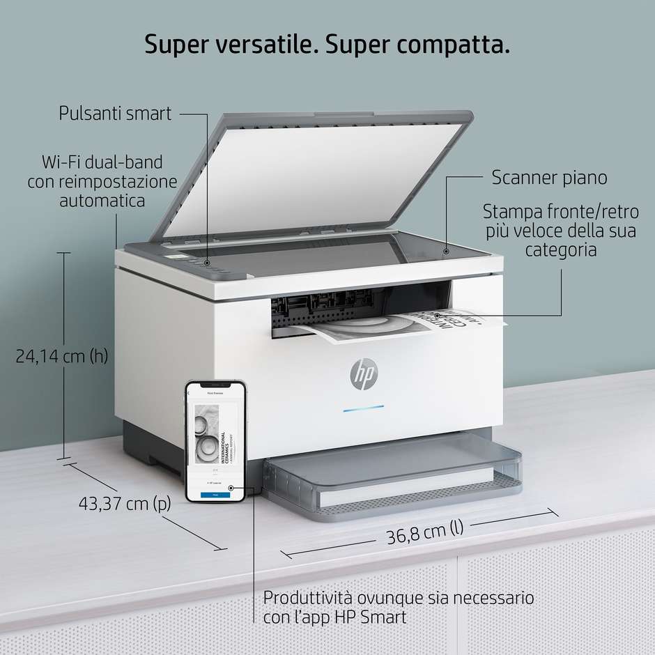 HP LaserJet MFP M234dw Stampante Multifunzione Laser Monocromatica 3-in-1 Fronte/Retro Wi-Fi Ethernet 29 ppm 6GW99F
