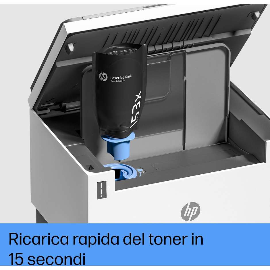 HP LaserJet Tank MFP 1604w Stampante Multifunzione Laser con Serbatoio Ricaricabile Fino a 5000 Pagine Wi-Fi Bianco 2R319A
