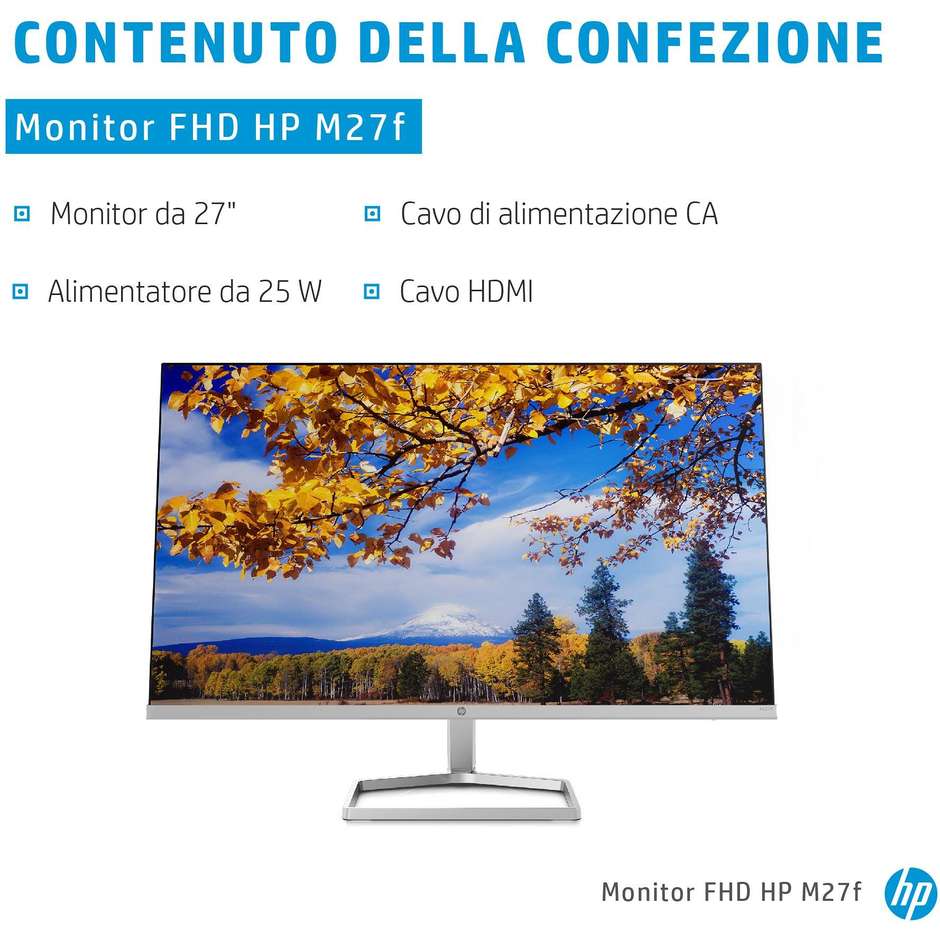 HP M27F Monitor PC 27'' LCD Full HD Luminosità 300 cd/m² Classe D colore nero e argento
