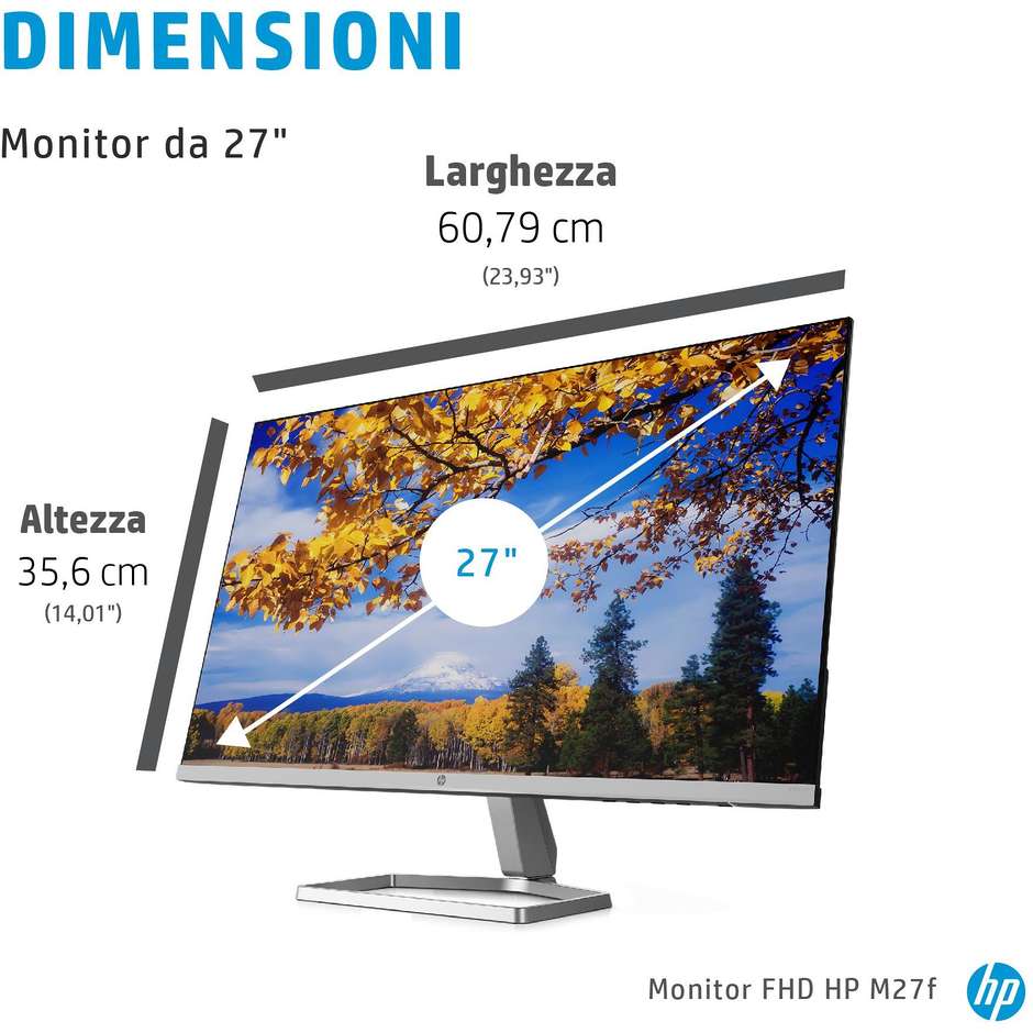HP M27F Monitor PC 27'' LCD Full HD Luminosità 300 cd/m² Classe D colore nero e argento