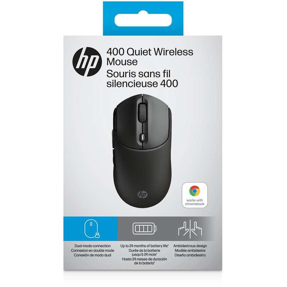 HP Mouse Wireless/Bluetooth Silenzioso 400 Colore Nero
