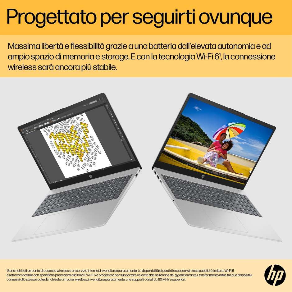 HP Notebook 15.6" Full HD Ram 8 GB Memoria 256 GB Windows 11 Home Colore Grigio