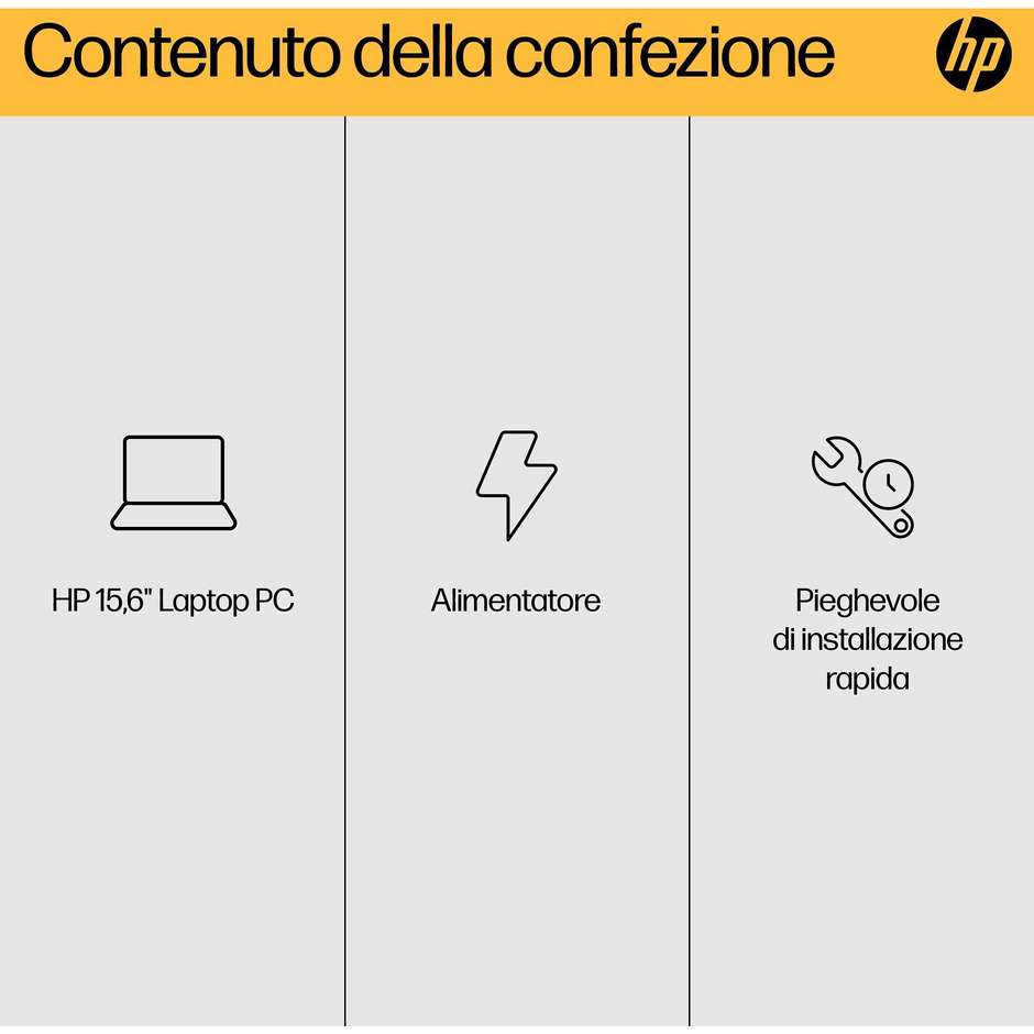 HP Notebook 15.6" Full HD Ram 8 GB Memoria 256 GB Windows 11 Home Colore Grigio