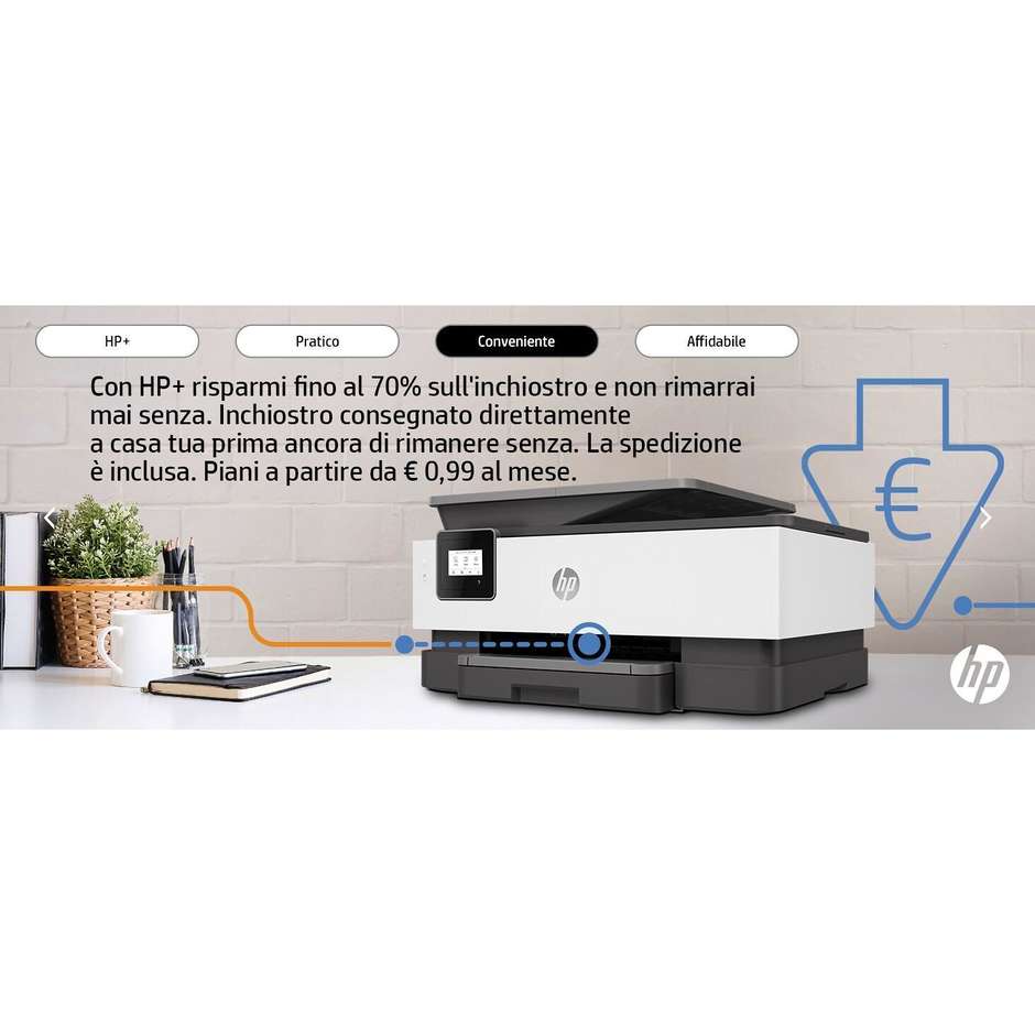 HP OfficeJet 8014e multifunzione A4 a colori, Wi-Fi, duplex automatico e ADF 35 fogli