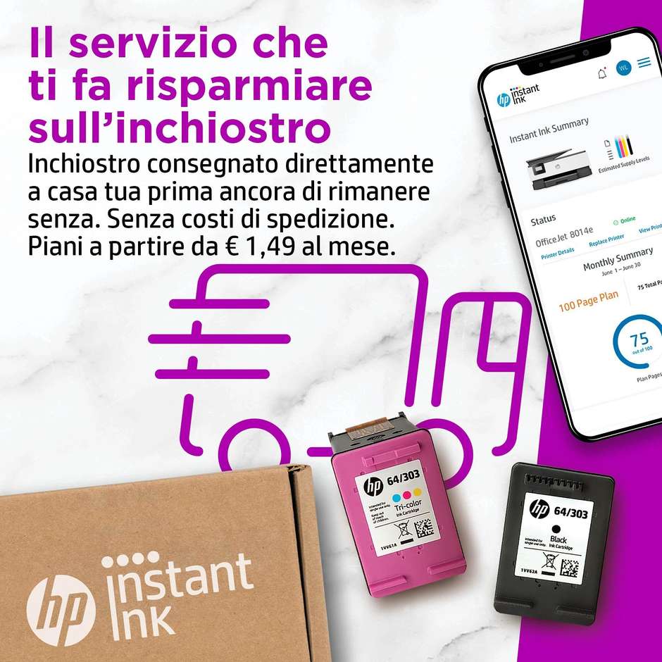 HP OfficeJet Pro 8014e (228G0B) Stampante Multifunzione Inkjet 3-in-1 A4 ADF 35 Fogli Fronte/Retro Automatico Wi-Fi Dual Band Auto-Healing HP+ Grigio/Bianco