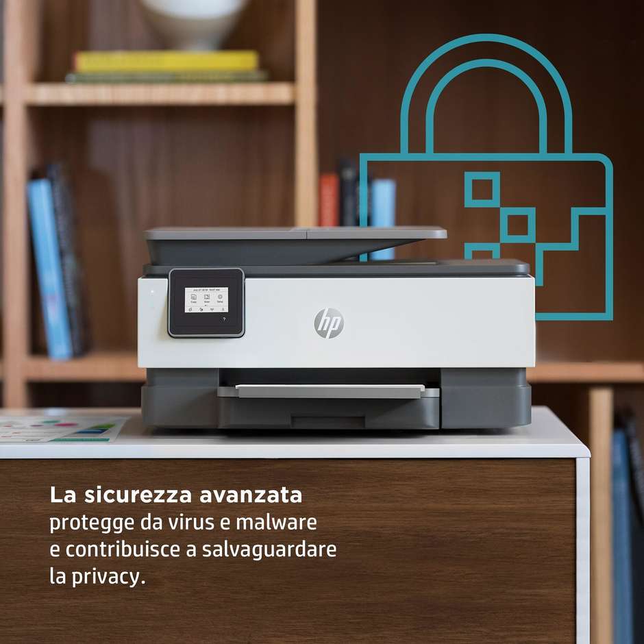 HP OfficeJet Pro 8014e (228G0B) Stampante Multifunzione Inkjet 3-in-1 A4 ADF 35 Fogli Fronte/Retro Automatico Wi-Fi Dual Band Auto-Healing HP+ Grigio/Bianco
