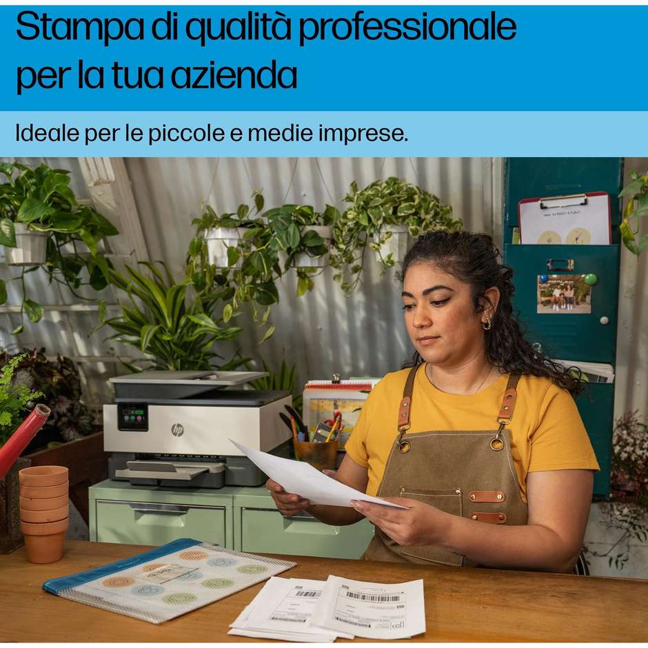 HP OfficeJet Pro 9120e (403X8B) Stampante Multifunzione Aziendale 4-in-1 A4 Touchscreen 6.86cm ADF 35 Fogli Fronte/Retro Automatico Totale Wi-Fi Dual Band Ethernet Fax HP+ Bianco/Nero