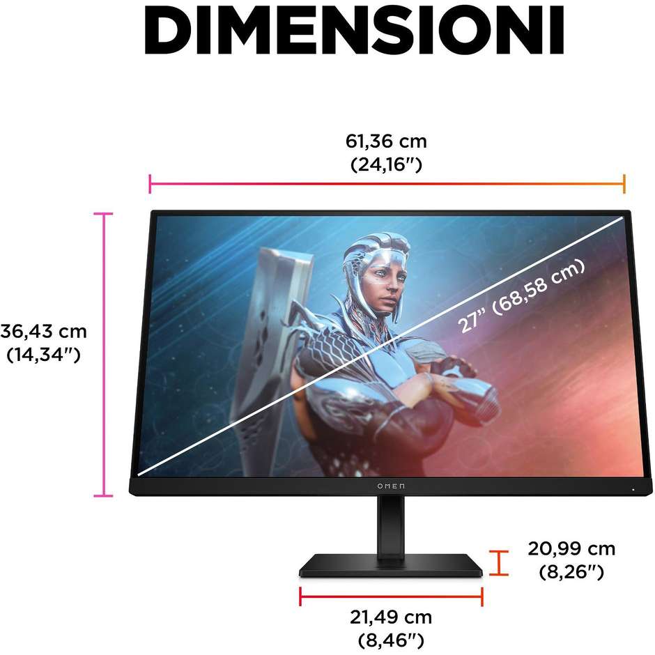 HP OMEN 27 780F9AA#ABB monitor gaming IPS 27 pollici Full HD 165 Hz
