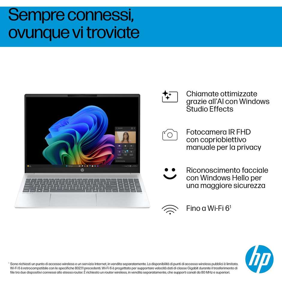 HP OmniBook 5 16-ag1034nlx Laptop Next Gen AI 16" 2K AMD Ryzen AI 5 16GB 512GB Argento