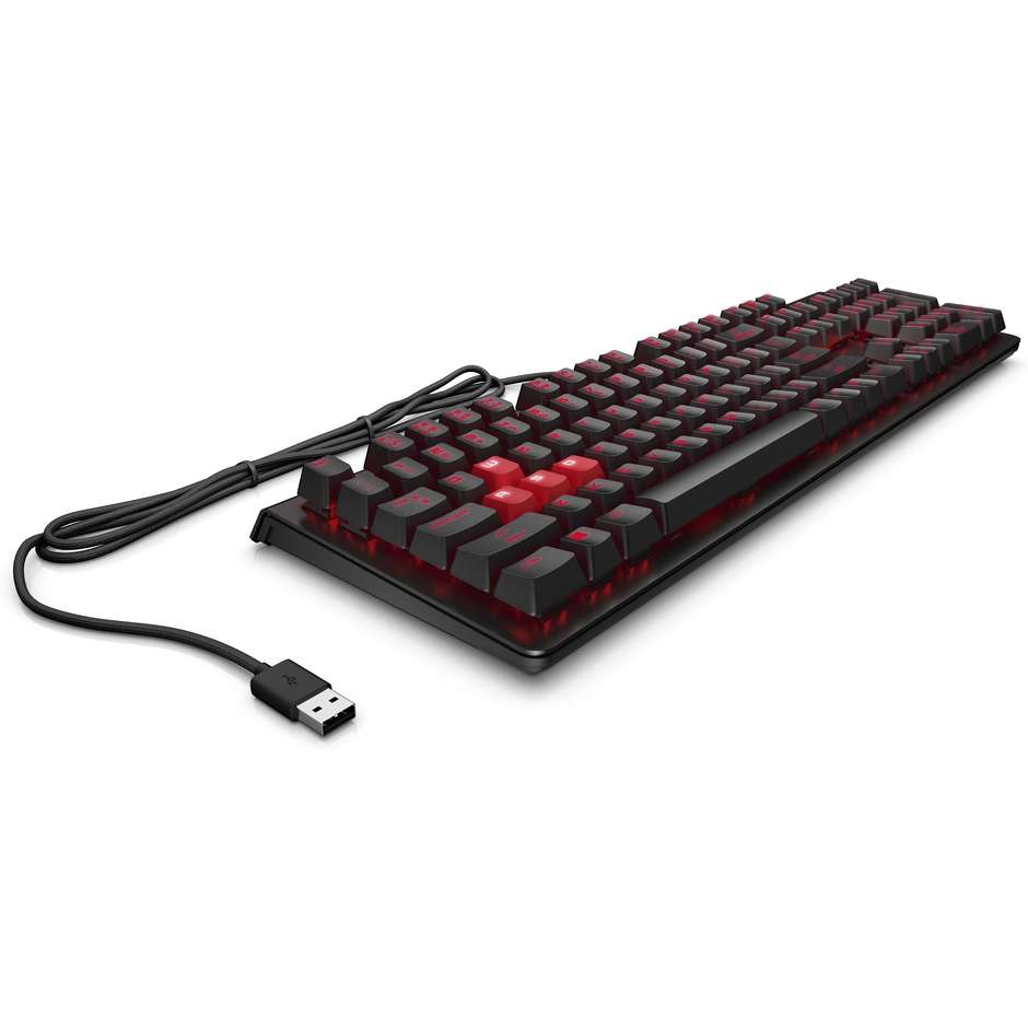 HP Pavilion Gaming Keyboard 800 Tastiera Meccanica Gaming con Switch Rossi Silenziosi Retroilluminazione RGB Poggiapolsi Cavo USB - Nero (6YW76AA)