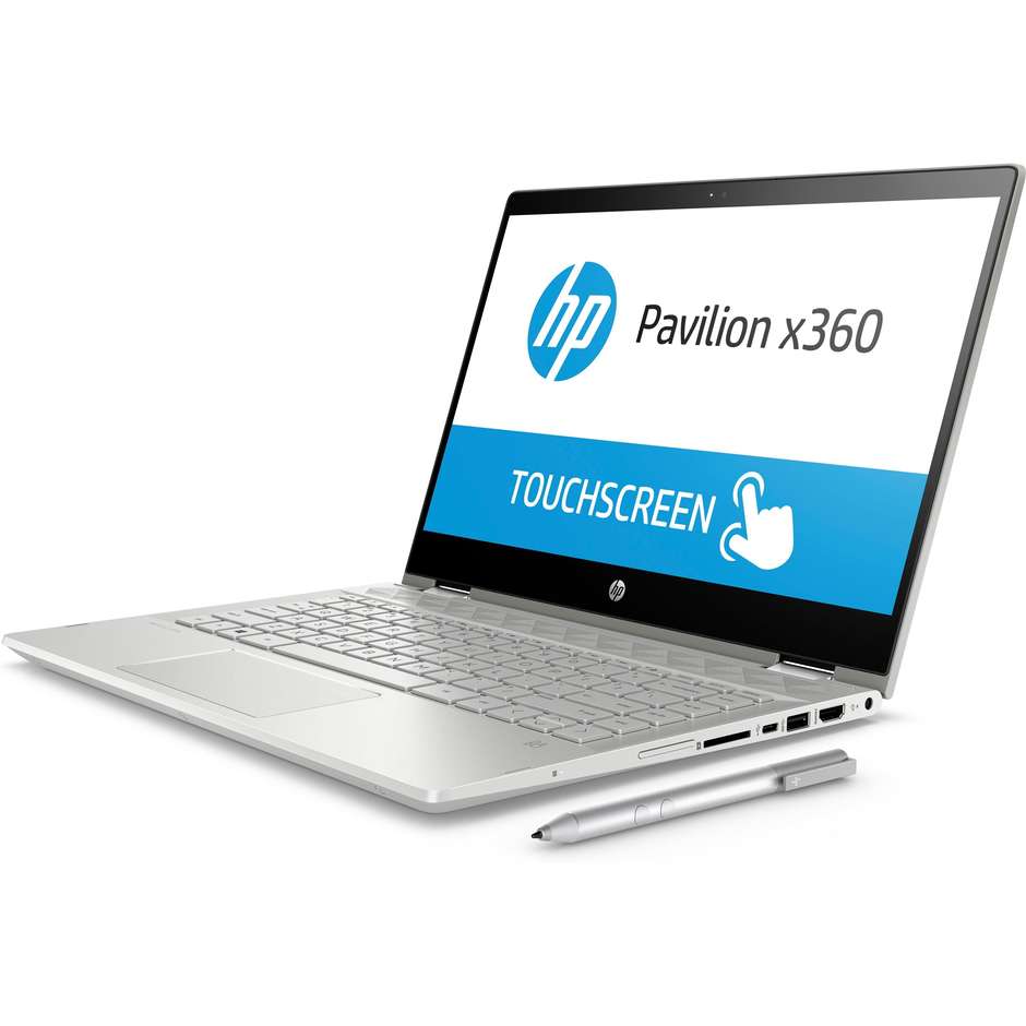 HP Pavilion X360 14-cd0019nl Notebook 2 in 1 Display 14" Full HD Intel Core i5 Ram 8GB SSD 512 GB Colore Argento