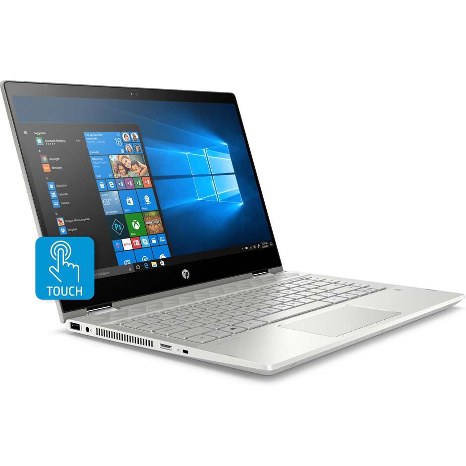 HP Pavilion X360 14-cd0019nl Notebook 2 in 1 Display 14" Full HD Intel Core i5 Ram 8GB SSD 512 GB Colore Argento