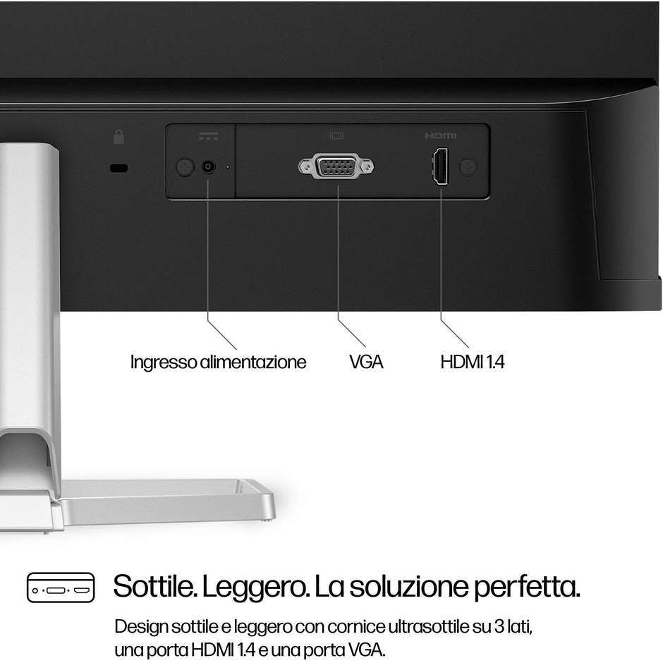 HP Serie 5 524sf (94C17AA) Monitor Ultrasottile 23.8" IPS Full HD 100Hz 300cd Bianco e Argento