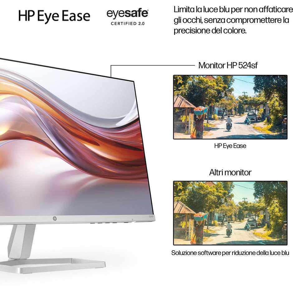 HP Series 5 524sf Monitor PC 23.8" Full HD 100Hz IPS HP Eye Ease HDMI VGA Bianco