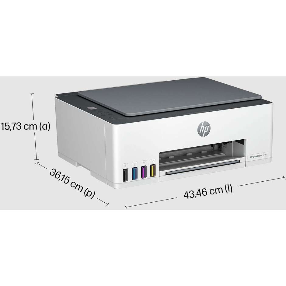 HP Smart Tank 5105 Multifunzione 3-in-1 Inkjet Serbatoi Ricaricabili A4 Wi-Fi USB Bianco (1F3Y3A)