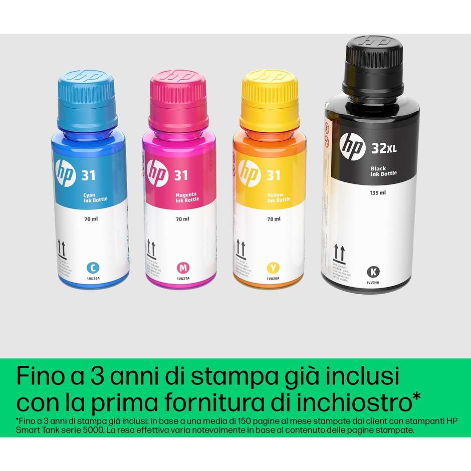 HP Smart Tank 5105 Multifunzione 3-in-1 Inkjet Serbatoi Ricaricabili A4 Wi-Fi USB Bianco (1F3Y3A)