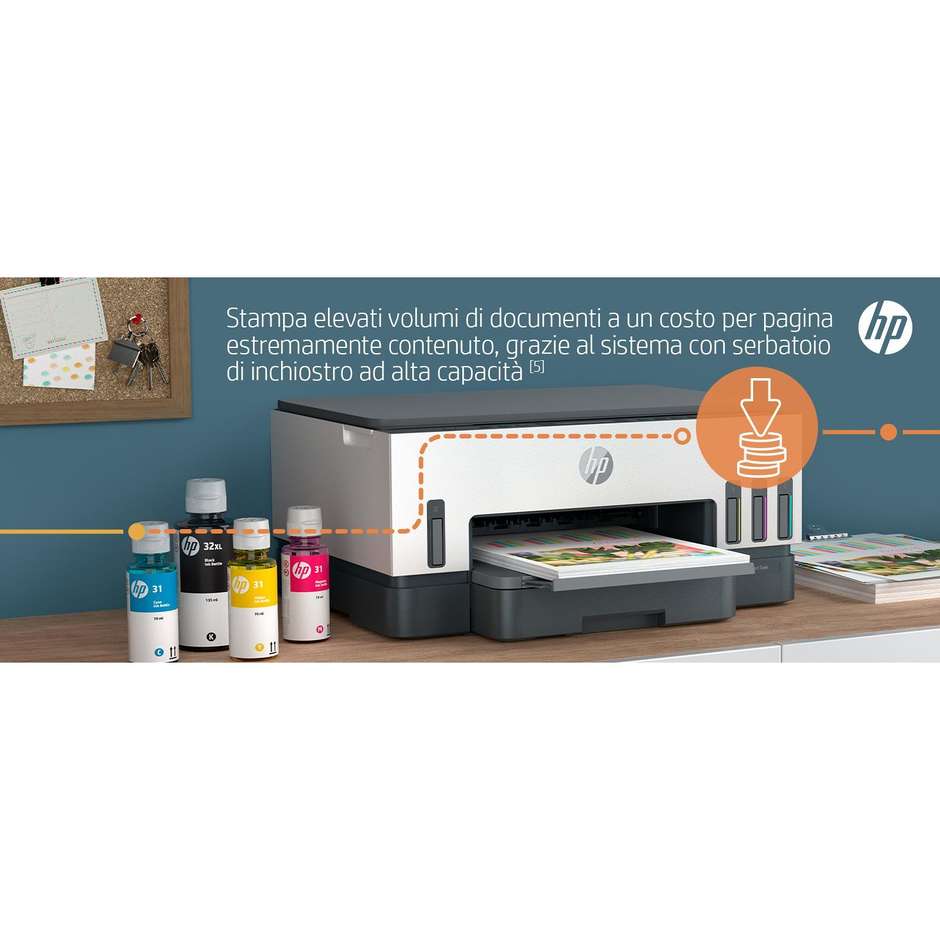 HP Smart Tank 7005 Multifunzione 3-in-1 Inkjet Serbatoi Ricaricabili A4 Fronte/Retro Automatico Wi-Fi Bianco/Grigio