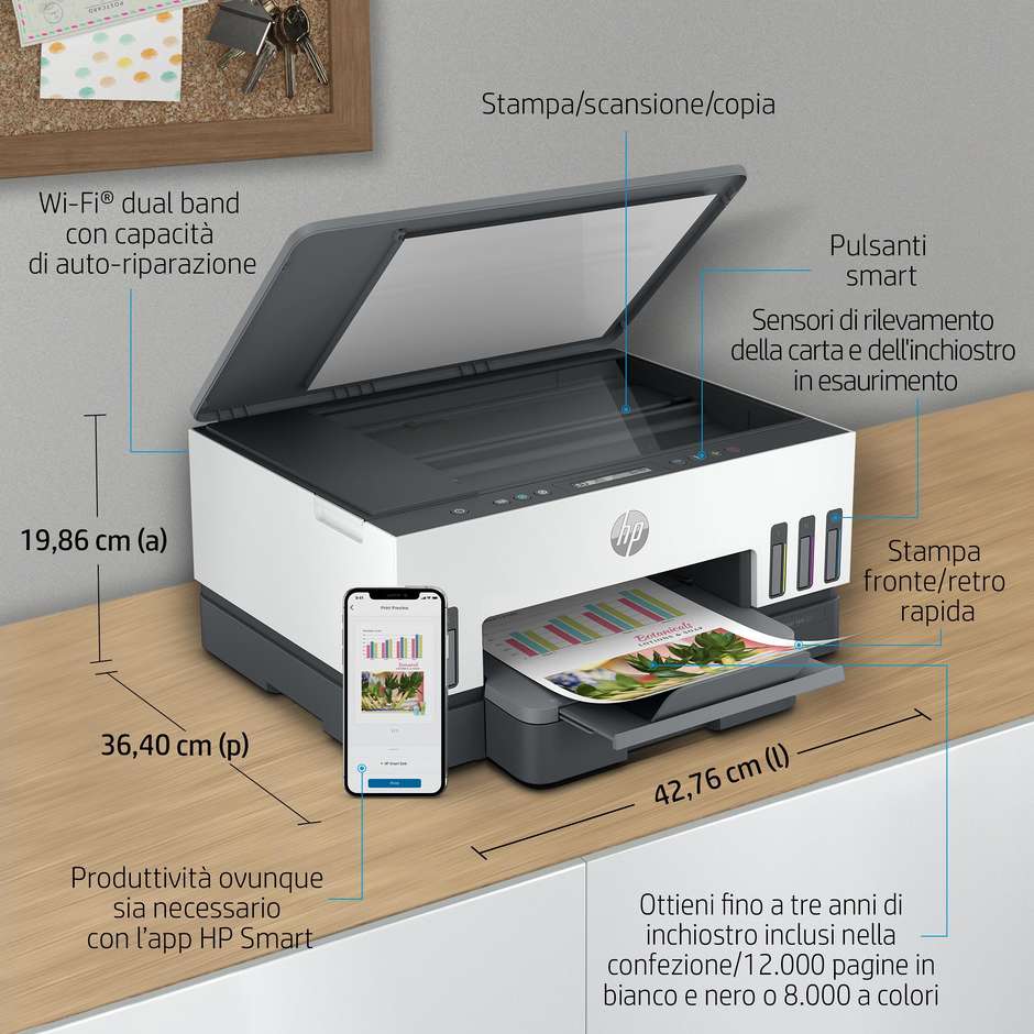 HP Smart Tank 7005 multifunzione A4 a colori, serbatoi d'inchiostro, Wi-Fi e duplex