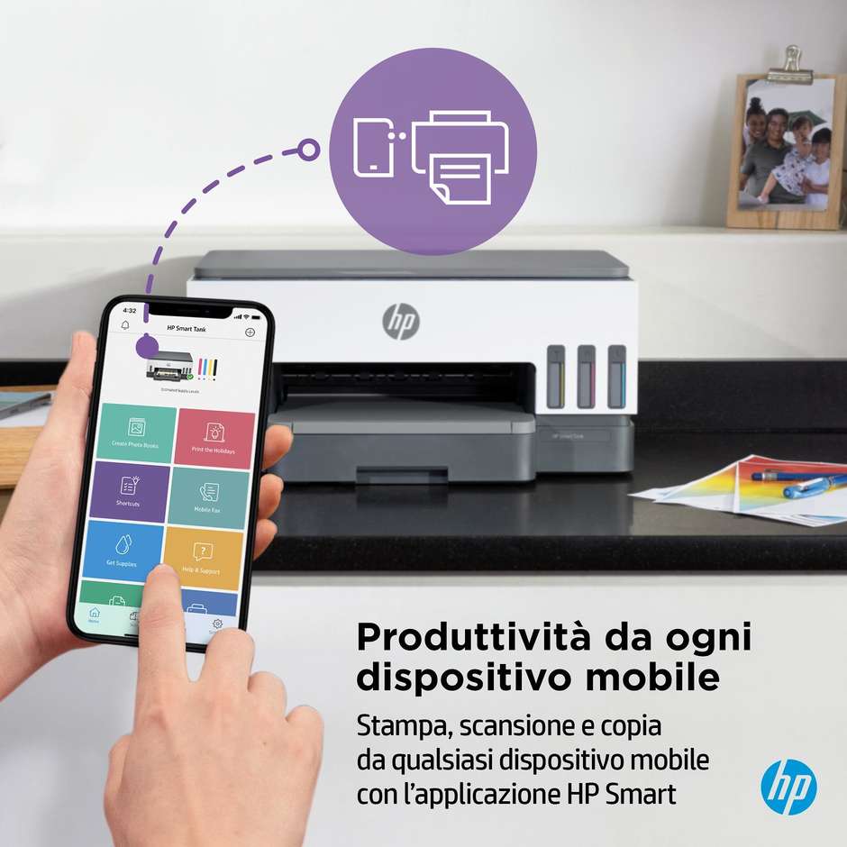 HP Smart Tank 7005 multifunzione A4 a colori, serbatoi d'inchiostro, Wi-Fi e duplex