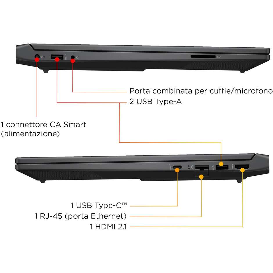 HP Victus Gaming 15-FA2029NL Computer portatile 15.6" Full HD Ram 16 GB Memoria 512 GB Windows 11 Home Colore Nero