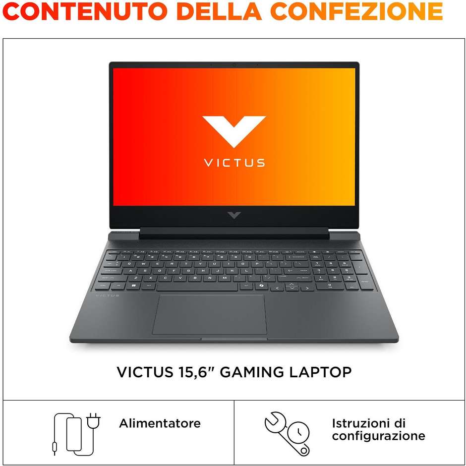 HP Victus Gaming 15-FA2029NL Computer portatile 15.6" Full HD Ram 16 GB Memoria 512 GB Windows 11 Home Colore Nero
