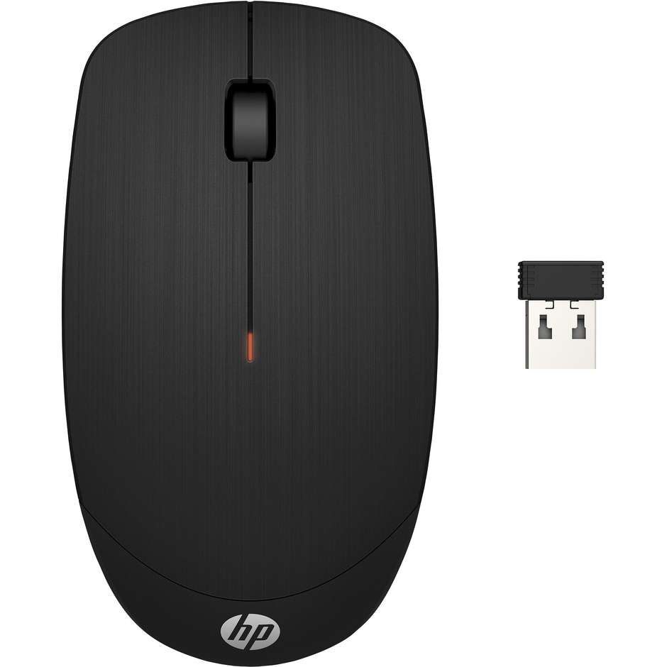 HP X200 Wireless Mouse Ottico con Ricevitore Nano USB 2.4GHz Impugnatura Sagomata e Batteria a Lunga Durata - Nero (6VY95AA)