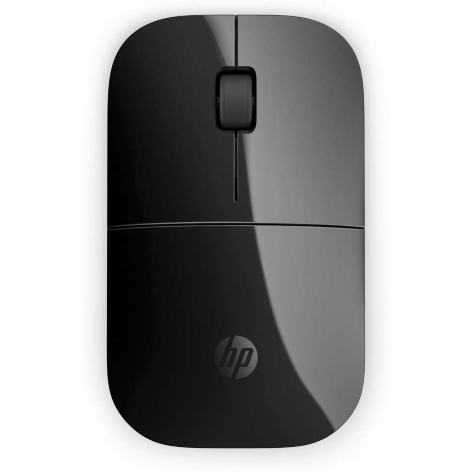 HP Z3700 Mouse Wireless Ultrasottile a Basso Profilo Sensore Ottico Ottimizzato da 1200 DPI Ricevitore USB 2.4GHz - Nero (V0L79AA)