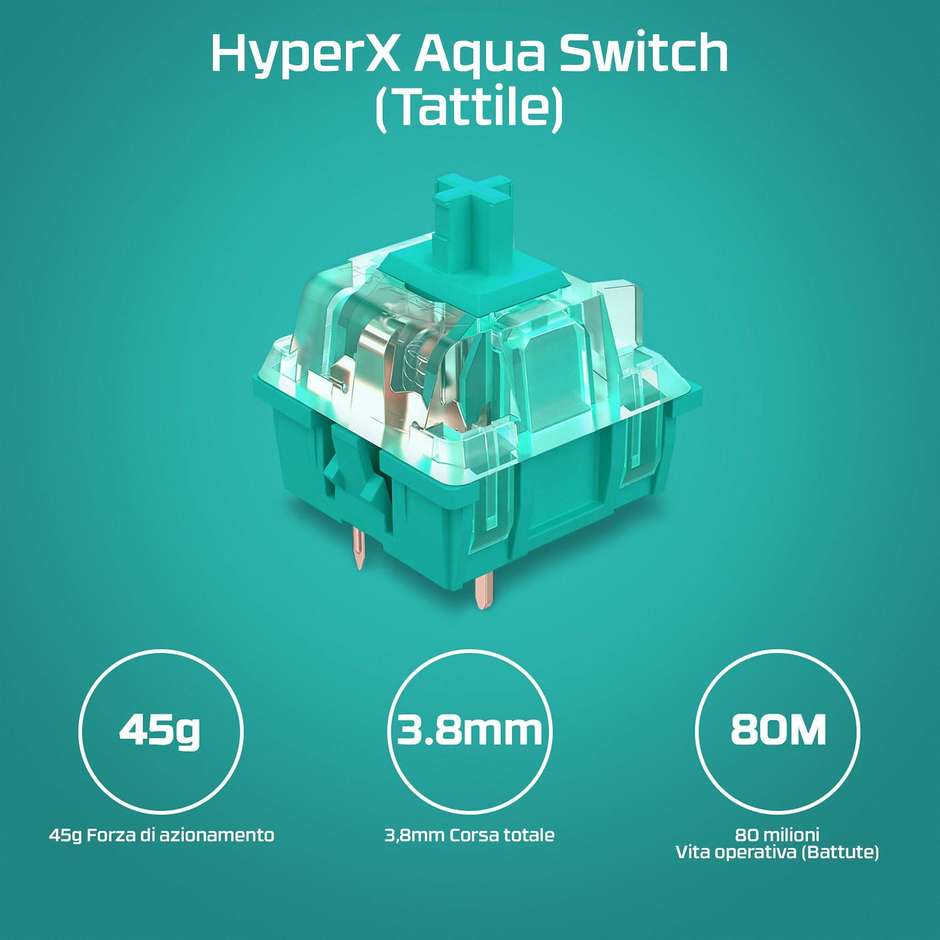 HyperX Alloy Origins 60 Tastiera Meccanica Gaming Compatta 60% Switch Lineari HyperX Red Retroilluminazione RGB Telaio in Alluminio Cavo USB-C (4P5N4AA)