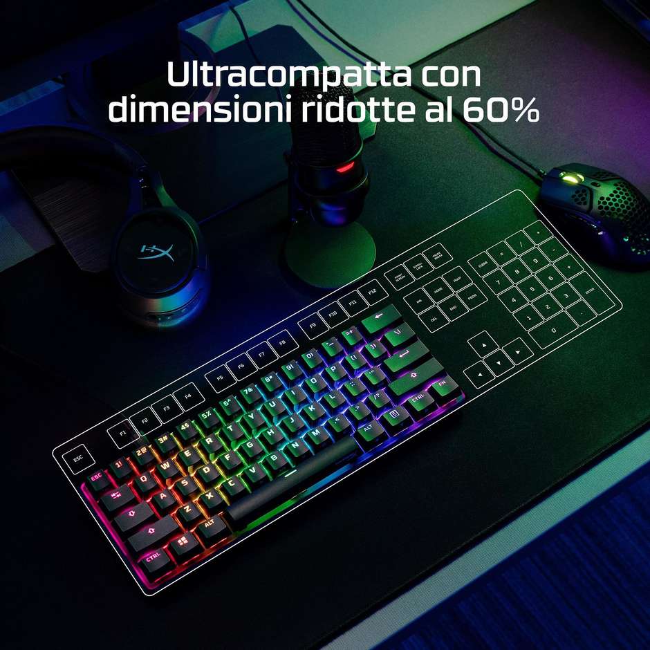 HyperX Alloy Origins 60 tastiera meccanica gaming HyperX Red RGB layout USA