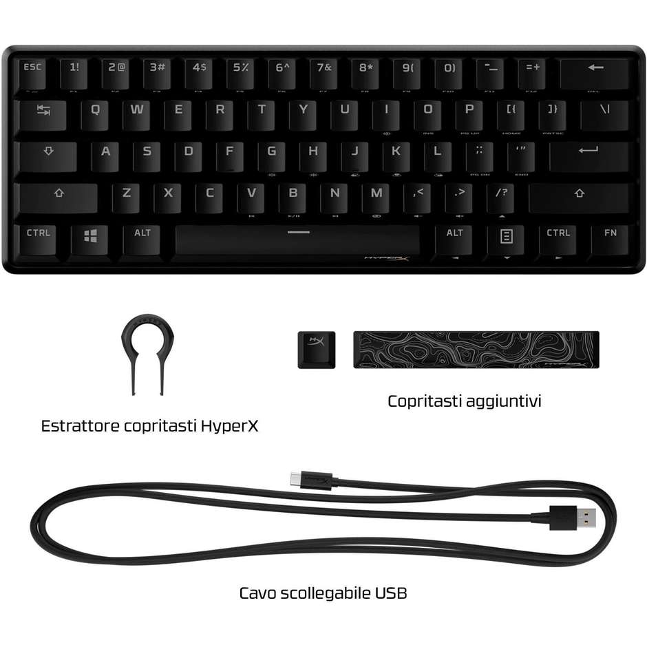 HyperX Alloy Origins 60 tastiera meccanica gaming HyperX Red RGB layout USA