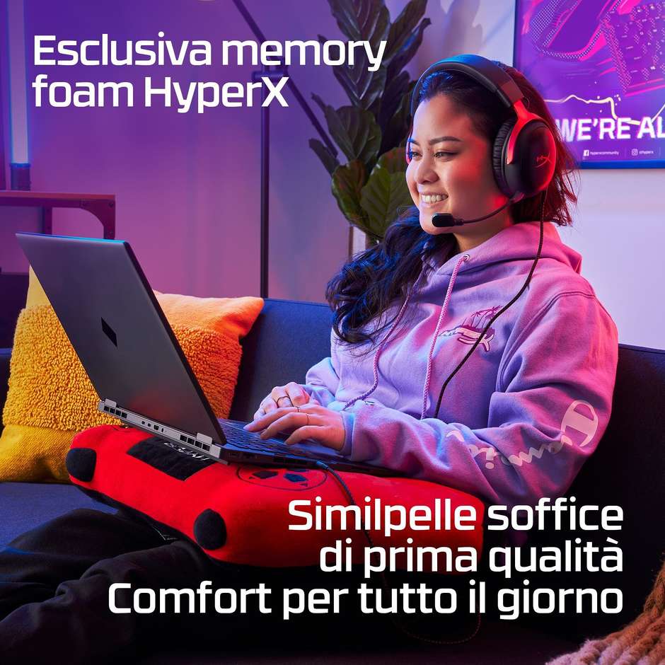HyperX Cloud III Cuffie gaming 53 mm jack 3,5 mm USB-C DTS Headphone:X nere e rosse