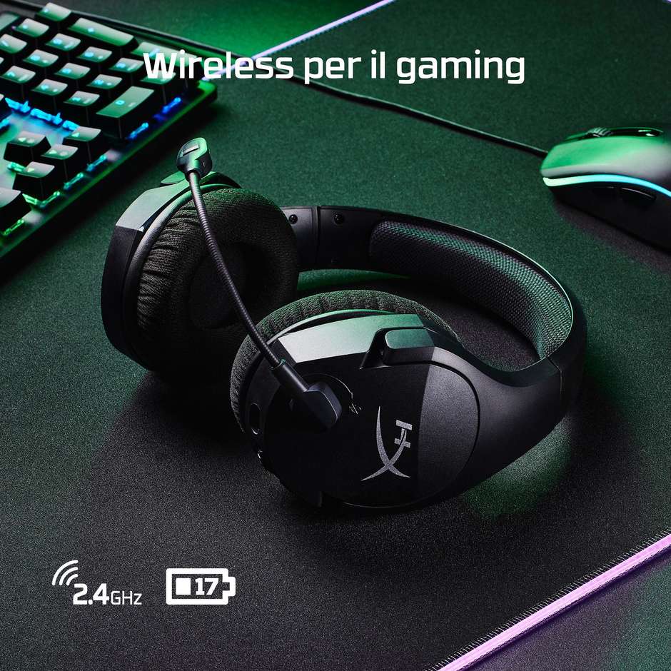HyperX Cloud Stinger Core Wireless + 7.1 (4P4F0AA) Cuffie Gaming Wireless Surround 7.1 PC Nero