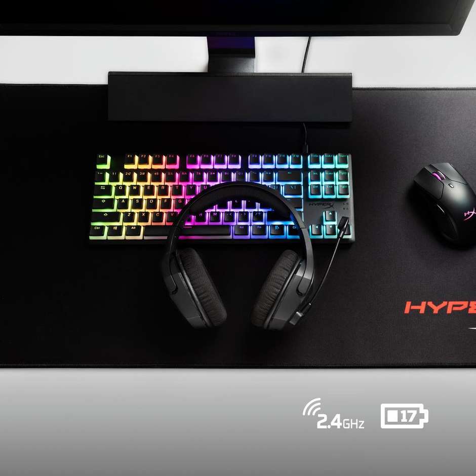 HyperX Cloud Stinger Core Wireless + 7.1 Cuffie Gaming Senza Fili 2.4 GHz Driver 40mm DTS Spatial Audio Microfono Mute Nero (4P4F0AA)