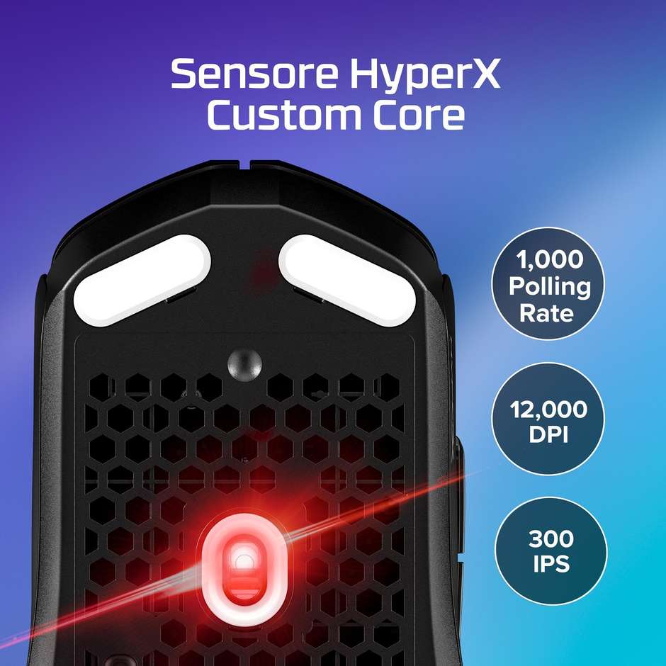 HyperX Pulsefire Haste 2 Core Wireless Mouse Gaming Doppia Connessione 2.4GHz e Bluetooth Sensore fino a 12000 DPI Peso 70g - Nero (6222268004)