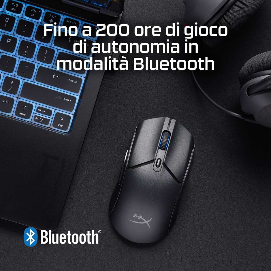 HyperX Pulsefire Haste 2 Core Wireless Mouse Gaming Ultraleggero 12000 DPI 6 Tasti Nero