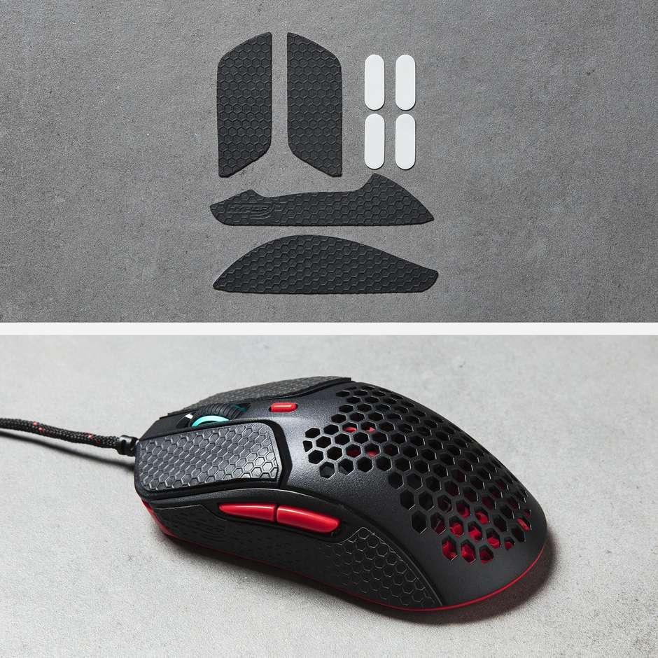 HyperX Pulsefire Haste Mouse Gaming Ultraleggero a Nido d'Ape 59g Sensore PixArt 3335 fino a 16000 DPI Cavo HyperFlex - Nero (4P5P9AA)