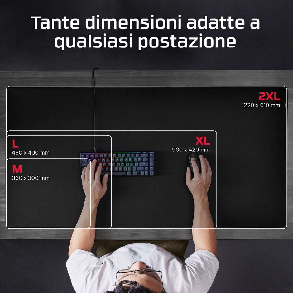 HyperX Pulsefire Mat Tappetino per Mouse e Tastiera da Gaming Taglia XL Formato Deskmat Esteso Nero 4Z7X5AA