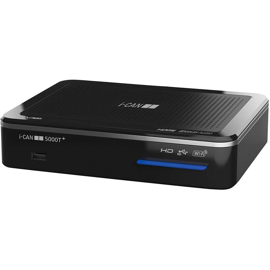 I-Can 5000T+ Decoder digitale terrestre HD Lettore smart card Wifi colore Nero